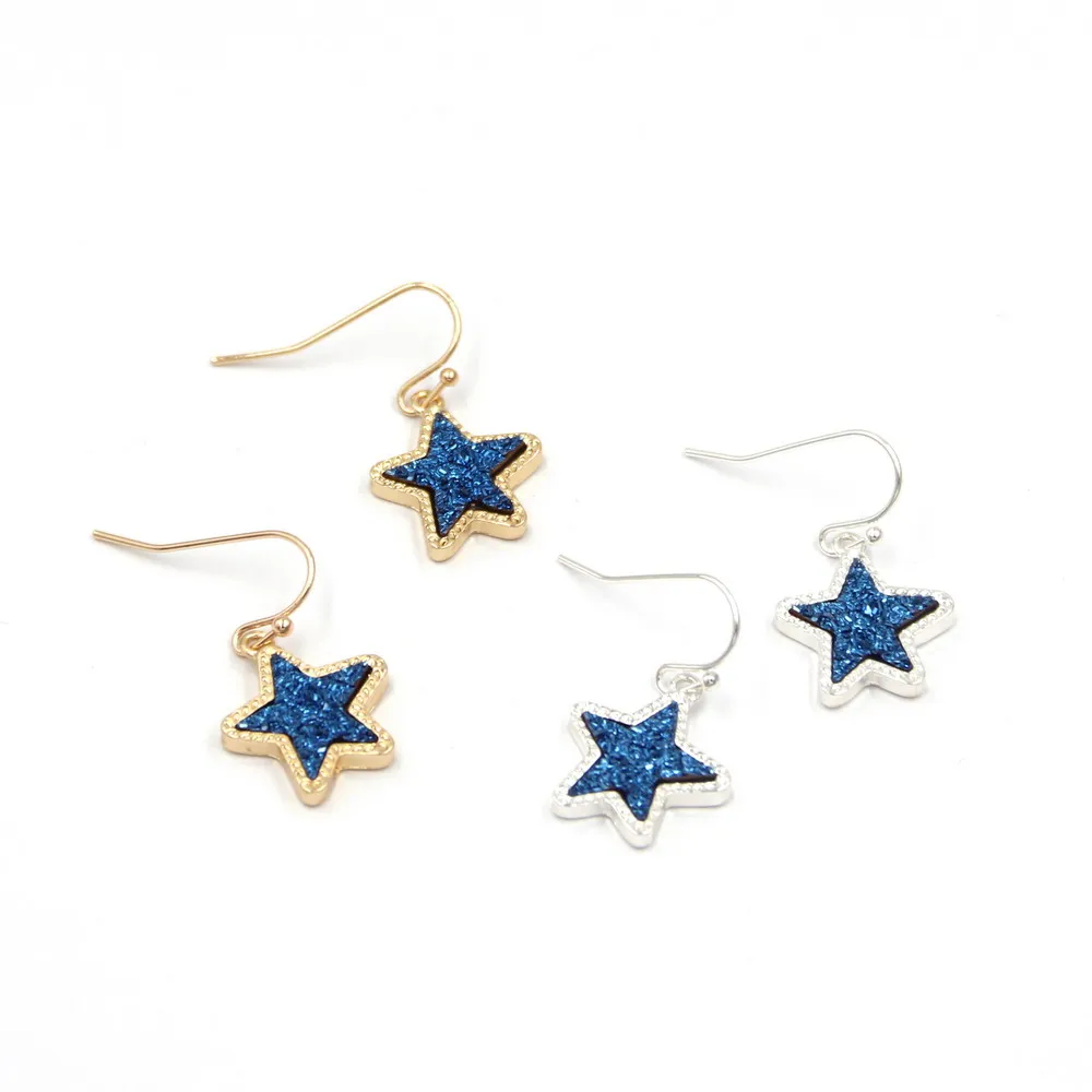 2025 New Small Starfish Faux Dancing Star Resin Druzy Necklaces for Women Pendants