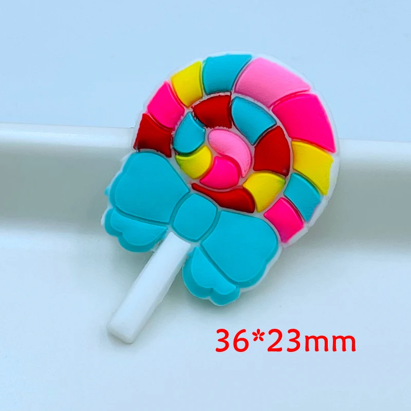 10 Pcs Kawaii New Cute Cartoon Lollipop Series Soft Rubber DIY Scrapbook Flat Back Bow Charm Decorate Accessories D17