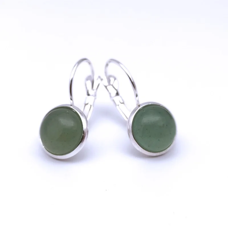 10MM 12mm Green Aventurine  Stone Earrings Environmental Protection  Crystal Charms Earrings for Women Fashion Jewelry