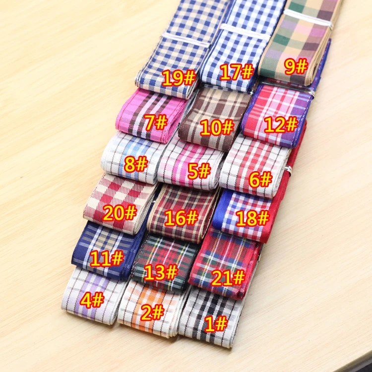 (1 Yards/lot) 2.5cm Multiple Options Scottish Plaid Grid Printed Ribbon for DIY Home Decoration Gift Wrapping Christmas Ribbons