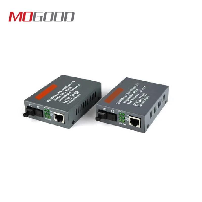 MoGood 10M/100M Single Mode Single Fiber Fiber Optical Media Converter SC Port 25KM,  RJ45,HTB-3100AB