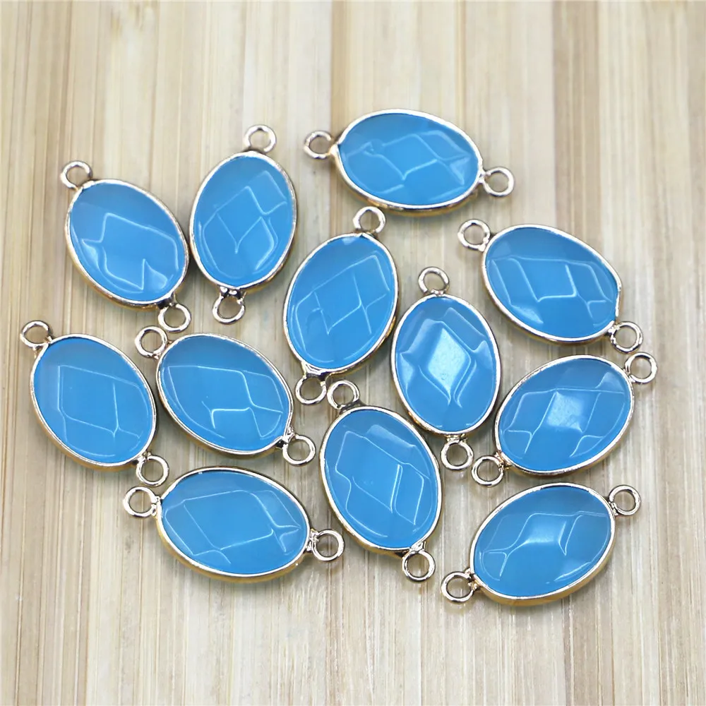 

Natural Stone Connector Section Egg-Shaped Semi-Precious for Jewelry Making DIY Necklace Bracelet Anklet Accessory 20Pcs