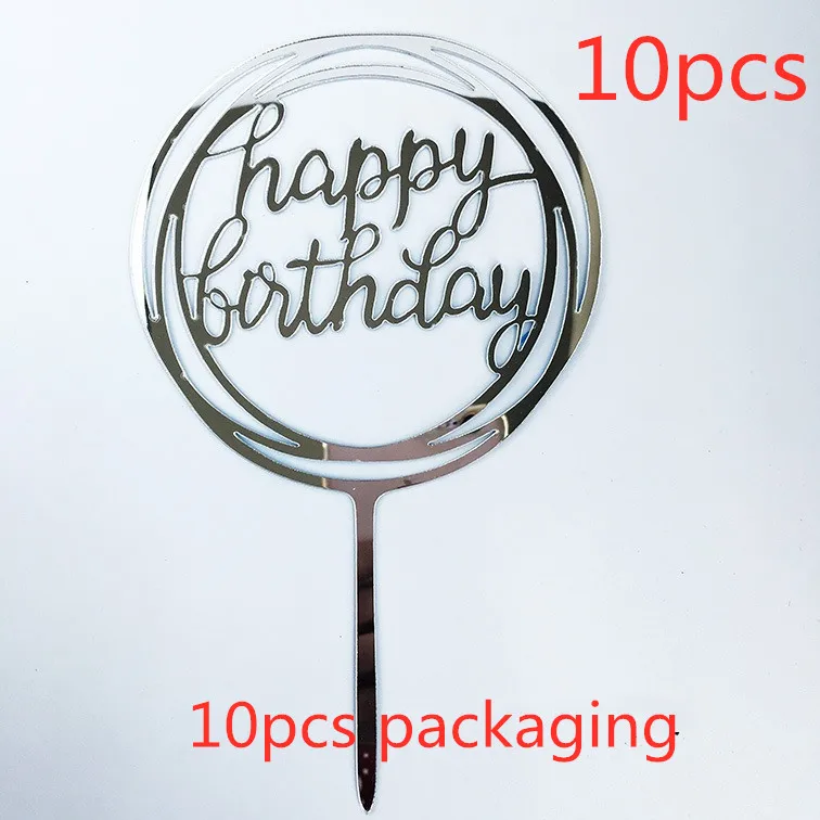 10 Stück 36 Designs Happy Birthday Tortendekoration Rosa Gold Acryl Cake Toppers Baby Shower Kuchen Geburtstagsparty Kuchenflaggen Dekorationen – Detail 11