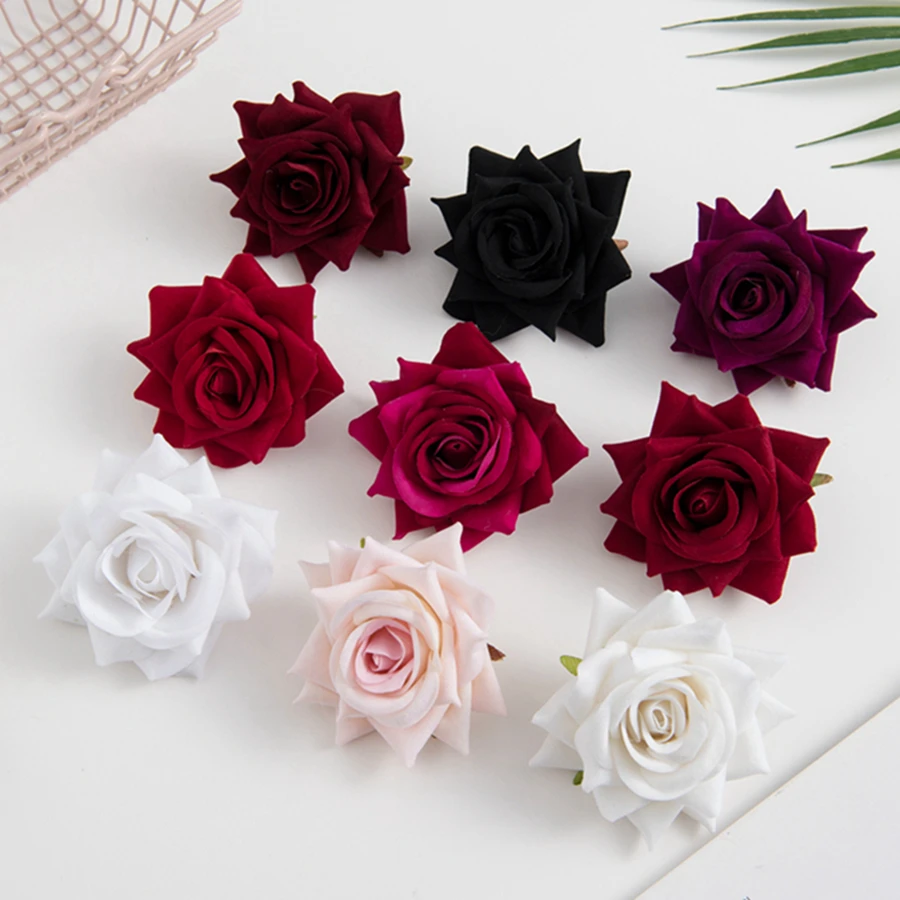 100Pcs Flanelowe różowe róże Głowa Scrapbooking Akcesoria ślubne Corsage Wyprzedaż Diy Ślub Dekoracja domu Sztuczne kwiaty