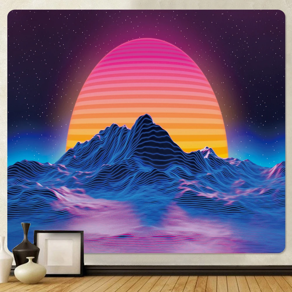 Sunrise digital element wall hanging psychedelic scene home decoration tapestry hippie bohemian wall decoration bed sheet