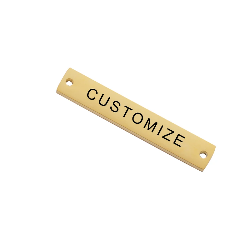 Laser Custom Name Logo Date Text Strip Namebar Charms Stainless Steel Pendants Charms For DIY Making Necklace Bracelets Jewelry