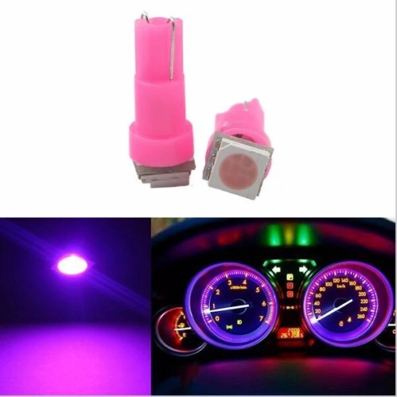 50Pcs T5 5050 1SMD 24V Pink Blubs Wedge Dashboard LED Lights Bulbs Car Lnstrument Indicator AC Lamp Auto Interior Accessories