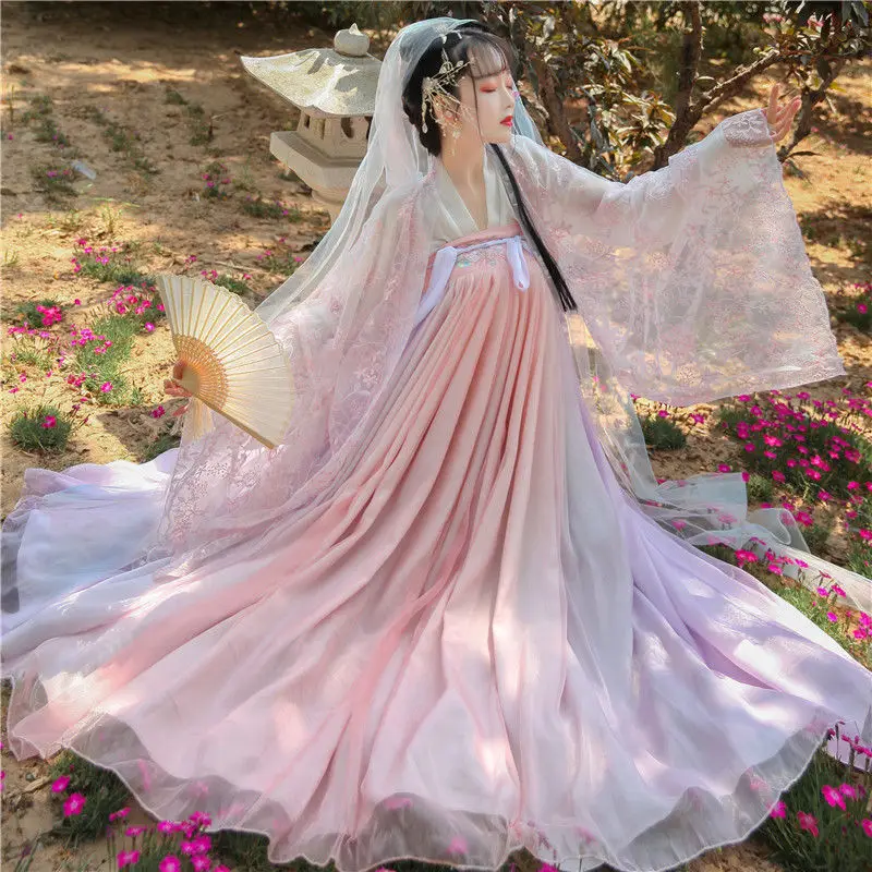 

Asian Chinese Pink Clothes Hanfu Fairy Chinese Traditional Women Ancient Dress Princess Lady Elegant Han Elegant Stage Wear