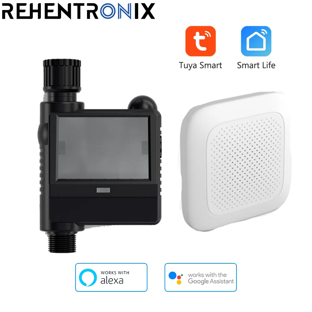 

Tuya WiFi Smart Water Valve Remote Control IrrigationSprinkler Timer Auto Watering Saving Wireless Works With Alexa Google Home