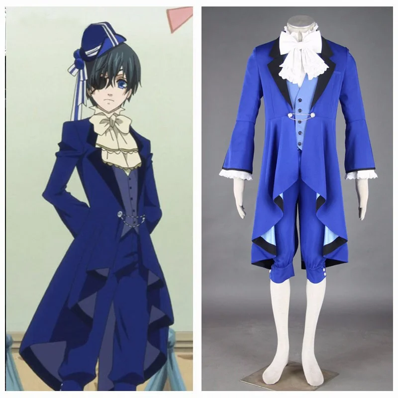 

Black Butler Anime Ciel Phantomhive 18th Kids Halloween Cosplay Costume Customize for adults and kids