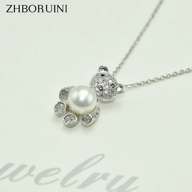 ZHBORUINI 2020 New Style Necklace Pearl Jewelry Natural Freshwater Pearls Bear Pendants 925 Sterling Silver Jewelry For Women