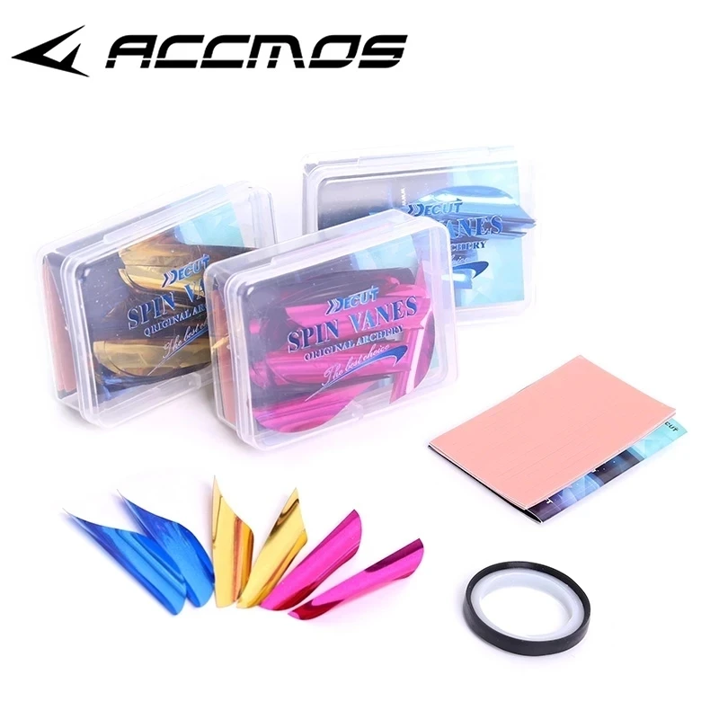 50pcs/box 1.75inch Spiral Vanes Right Wing DIY Arrow Archery With Tape Archery Spin Feather Arrow Accessories