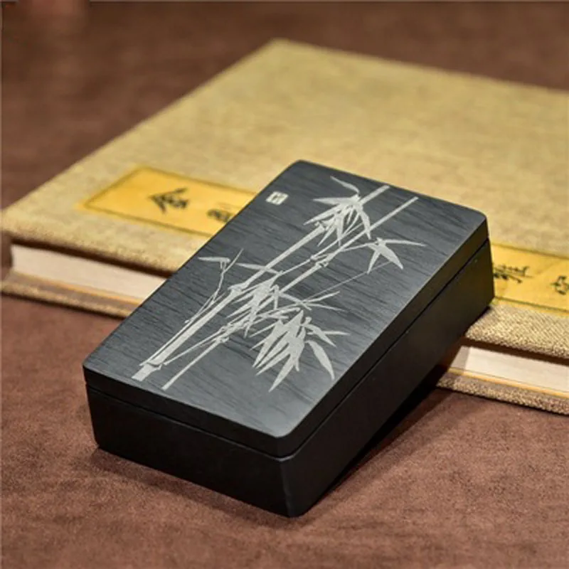 

Chinese Inkstone Rectangle Calligraphy Ink stone student Ink Well with cover Inkwell Grinding Made of Natural stone