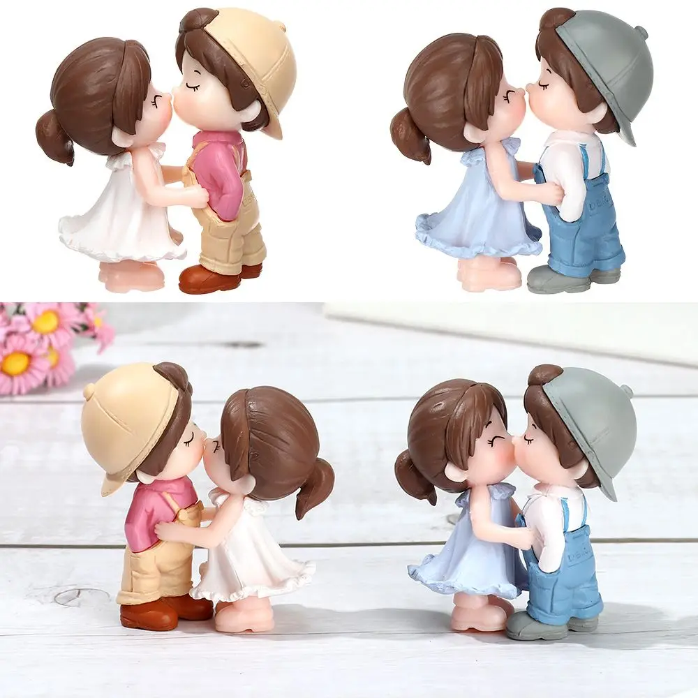 2pcs/pair Cute Lovers Ornaments Sweet Dance Couple Figurines Miniature Craft Decoration Fairy Garden Decor Home Wedding