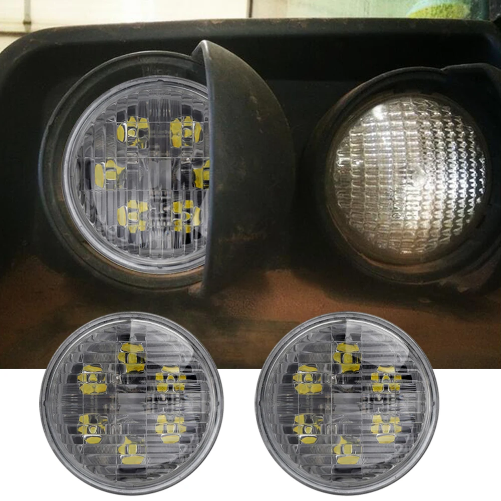 For John Deere Tractor LED Sealed Beam Par36 Round HeadLight 1950Lm 6000K 12V 24V Landscape & Taxi Light x2pcs