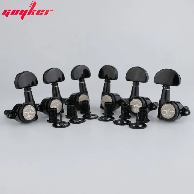 1 Set GUYKER 3R3L Upgraded Version Black Rear Locking Tuners Guitar Tuning Pegs Machine Head 1:21 For LP SG Guitar