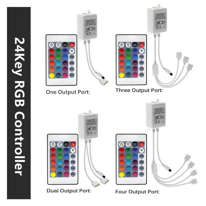 RGB LED Controller 44 Key IR Control 5050 Light Tape 24 Key Universal Remote Controller For rgb 2835 3528 LED Strip Light DC12V