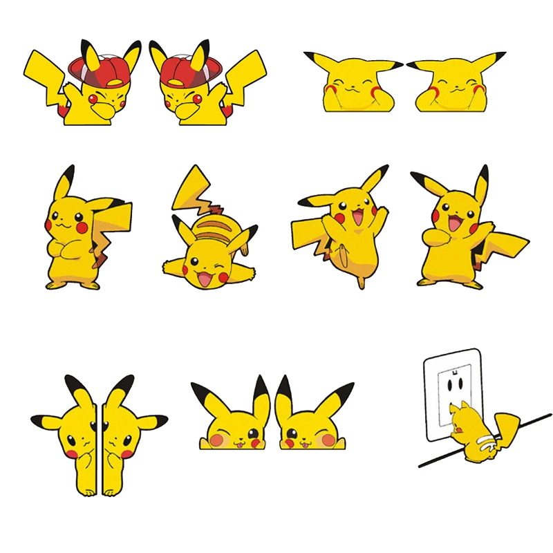 Kawaii Pokemon Pikachu Car Stickers Cartoon Styling Waterproof Auto Window Driving Mirror Decals Car Windshield Decorations