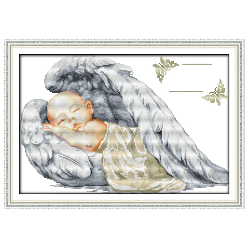 11/14/18/16/22/25/28ct Little Angel Birth Certificate   Cross Stitch Embroidery Needlework Sets Home Decor