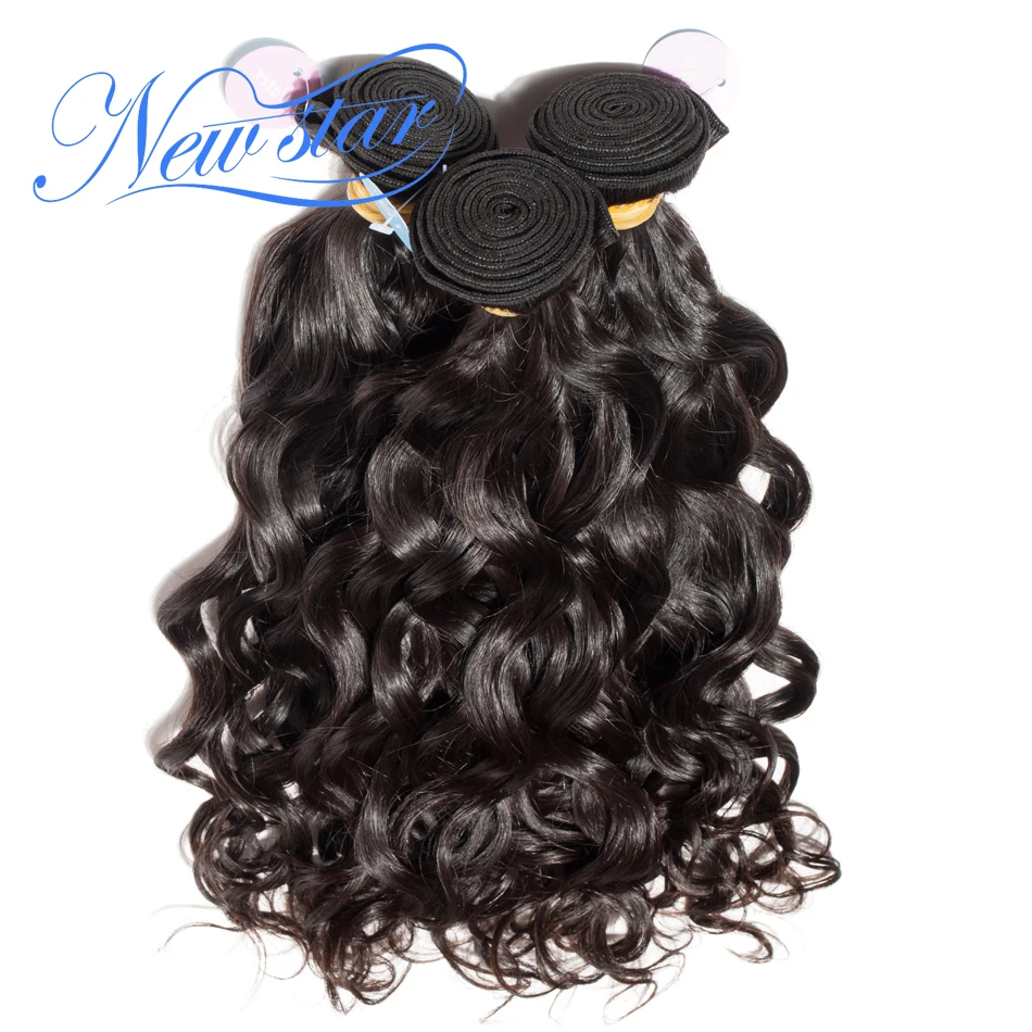 New Star Brazilian Natural Wave Virgin Human Hair 3 Bundle Thick Extension Intact Cuticle Unprocessed Water wave Hair Weaving