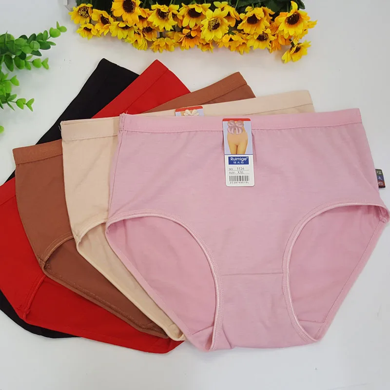 3XL Women's Underwear Sexy Panties For Women Plus Size Briefs Female Ladies Breathable Soft Lingerie 3PCS/Set Solid Color Pantys