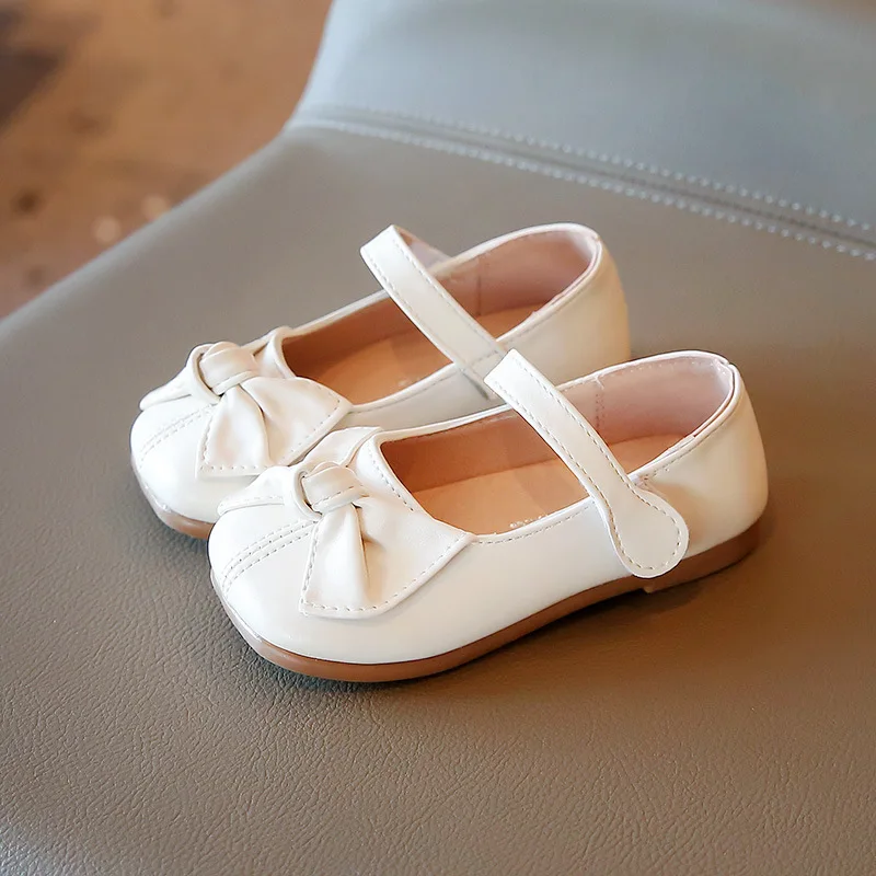 

Girls' Leather Shoes 2022 Spring New Children's Bow Princess Shoes Baby Fashion Kids Soft Sole Flat Casual Single Shoes G566