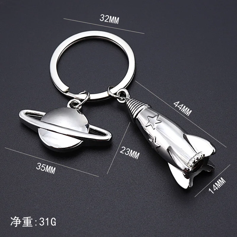 New Metal Rocket Keychain Men Dream Planet Spaceship Key Chain Space Travelling Car Keyring Best Gift Jewelry  K4231