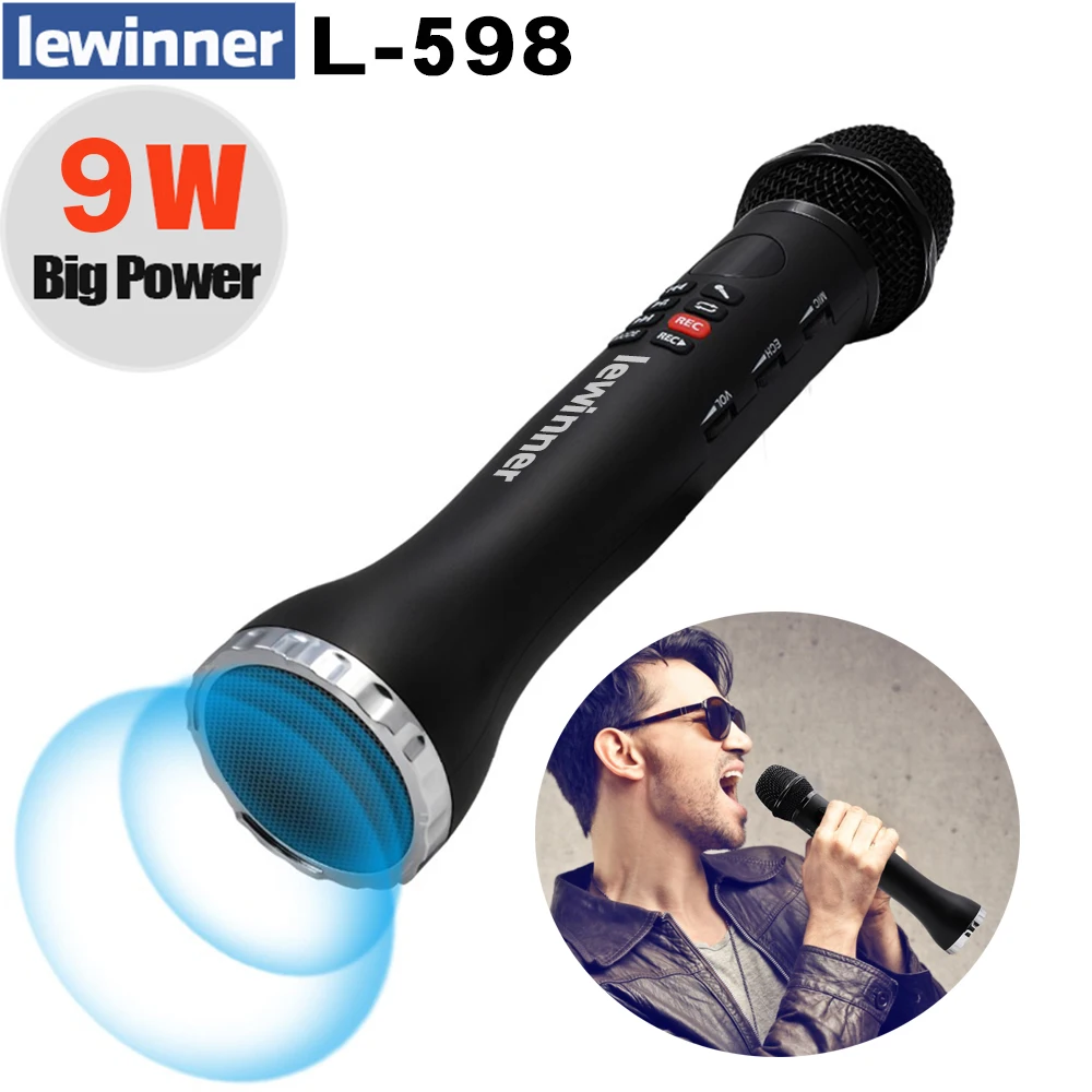 Lewinner Professional Karaoke Microphone Wireless Speaker Portable Bluetooth microphone for phone iphone Handheld Dynamic mic