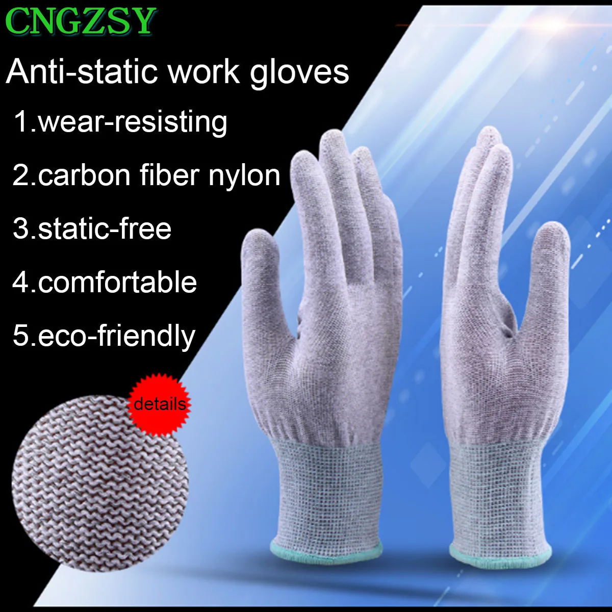 10 Pairs Static-free Wearable Tight Working Carbon Fiber Nylon Gloves Car Wrap Window Tints Auxiliary Tools Knitted Gloves D08