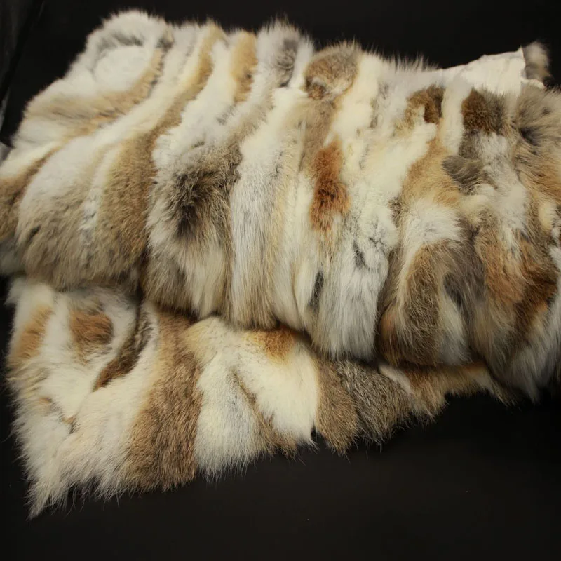 Natural real genuine rabbit Fur Blanket leather Soft plate Mattress Clothing fabric Handmade Sewing material Home Decoration