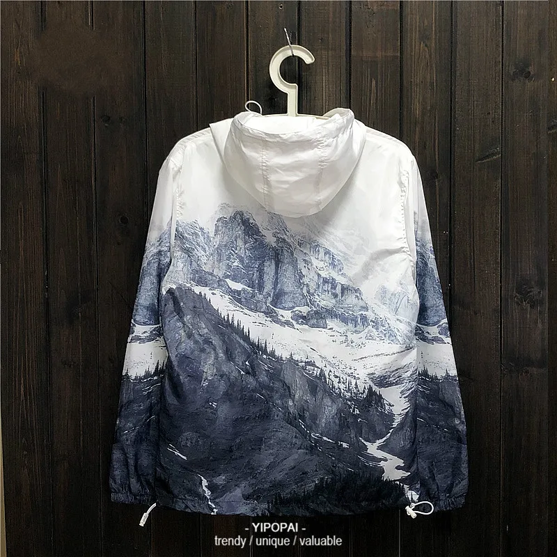 

Print Jacket Men Women Windbreaker Jacket Outdoor Hiking Sports Hooded Coat Japan Style Harajuku Youth Fashion Clothes Male 2020