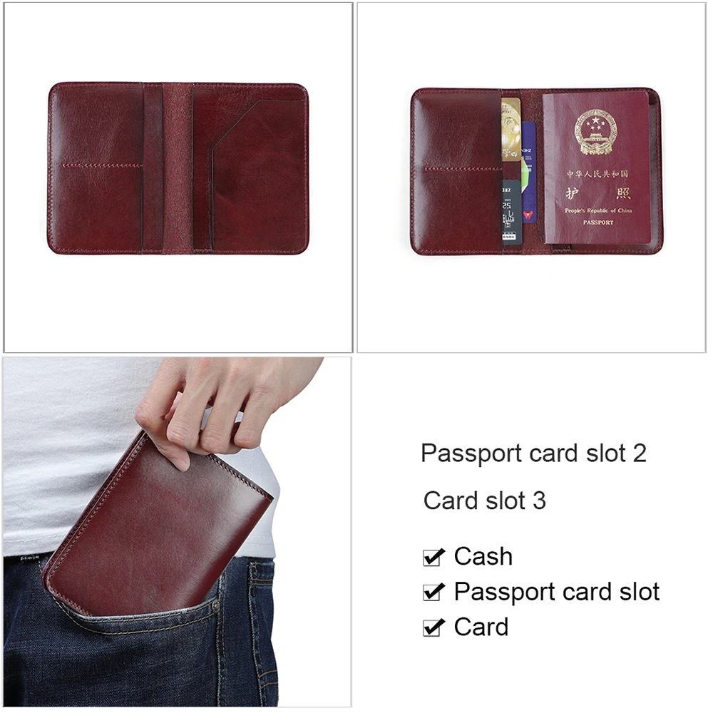 JOYIR-Funda de pasaporte de cuero genuino para hombre y mujer, tarjetero de identificación de negocios, organizador, billetera de crédito de viaje