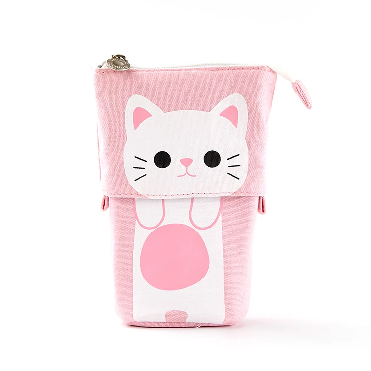 Cute Large Capacity Retractable Pencil Case Kawaii Pen Box Girls Cosmetic Storage Bag Stationery School Office Supplies