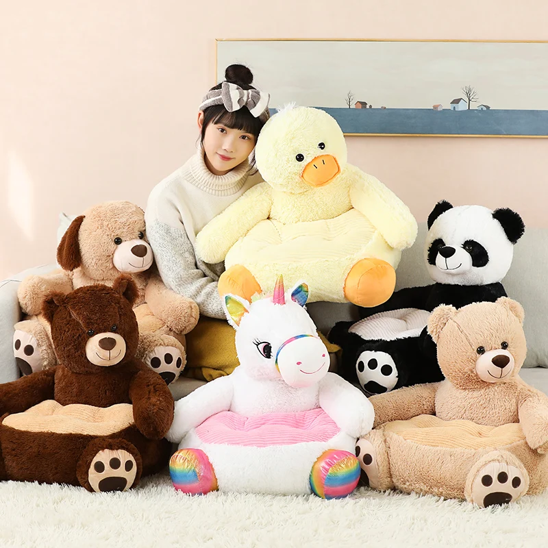 Cadeira brinquedos de pelúcia assento do bebê ninho cama de dormir travesseiro adulto dos desenhos animados adorável urso de pelúcia panda unicórnio
