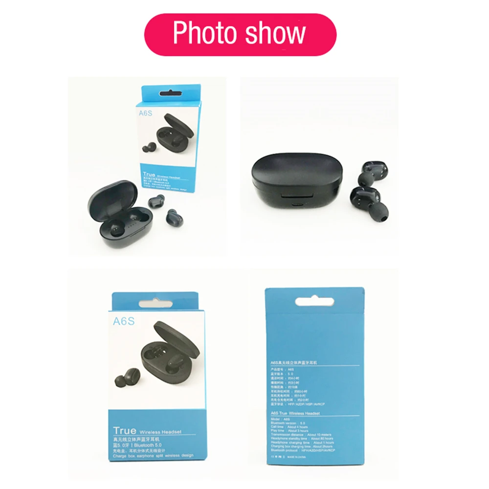 سماعات بلوتوث لاسلكية TWS بلوتوث 5.0 سماعات ستيريو مع ميكروفون يدوي الحنفية التحكم عن شاومي Redmi آيفون الهاتف الذكي