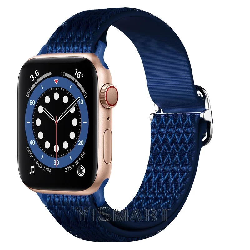 Pleciony Nylon Solo pętli pasek na pasek do Apple Watch 44mm 40mm 42mm 38mm elastyczny pas zespół na iWatch serii 1 3 4 5 SE 6 7 pasek