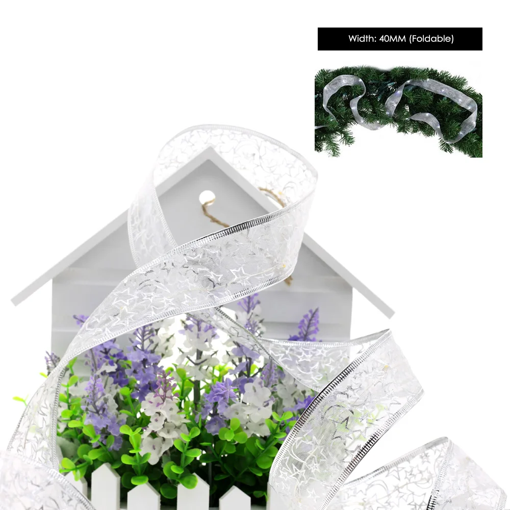 LED Silk Ribbon String Fairy Lights 4M 40 Leds  For Christmas Wedding Party Decoration Package Ribbon