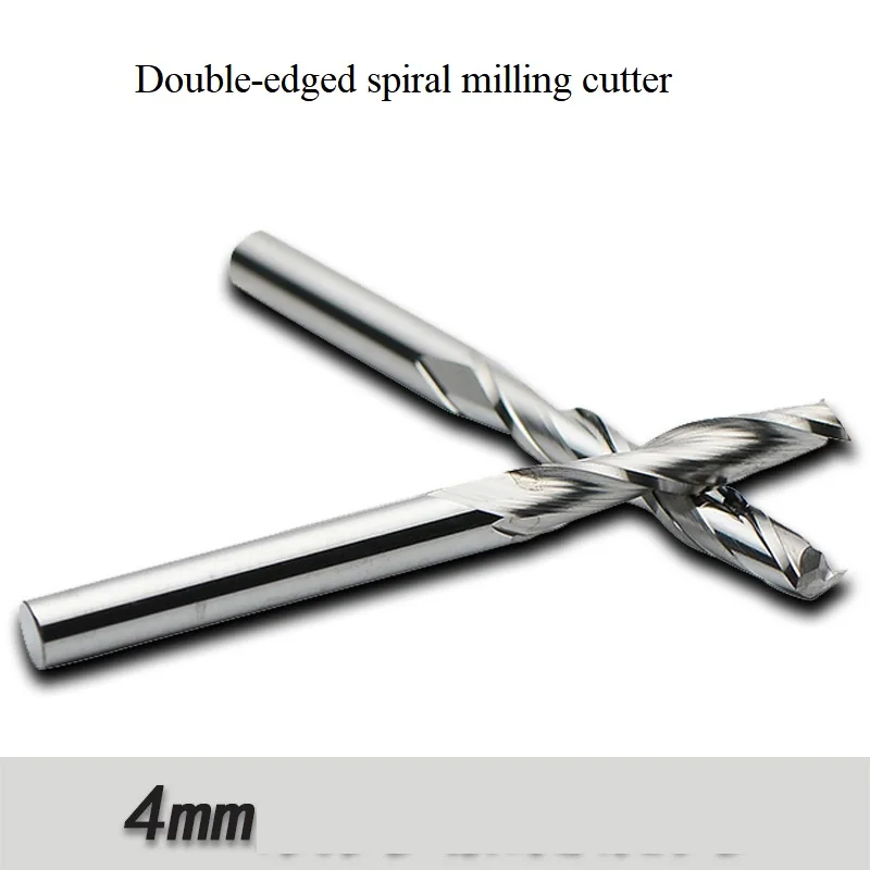 

4MM double-edged spiral tungsten steel milling cutter PVC acrylic computer engraving machine CNC machine tool engraving knife