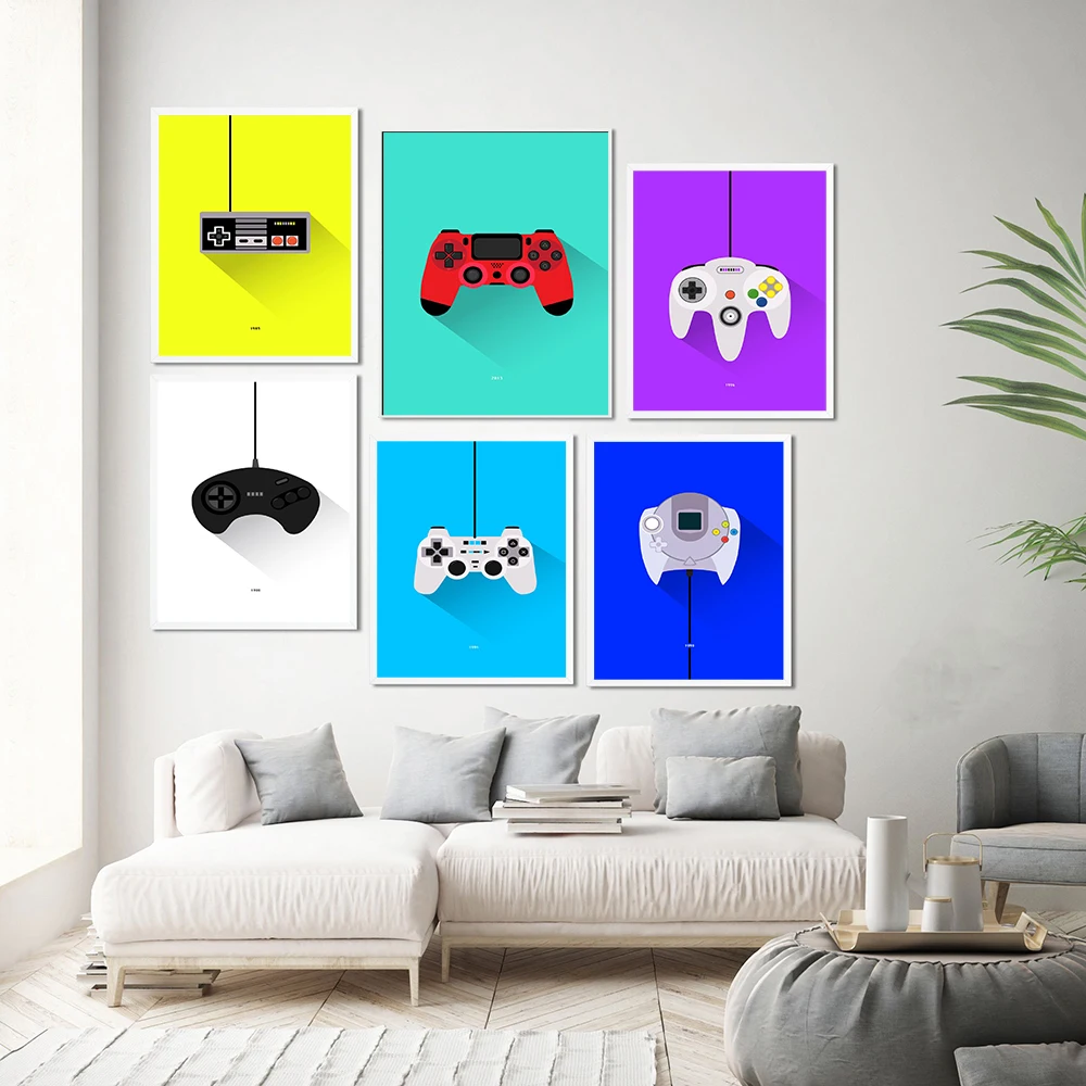 Video Game Controller Poster Handheld Game Console Canvas Painting Wall Art Picture Nordic Prints Boy Room Living Room Decor