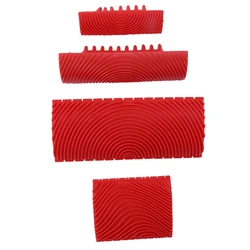 4PCS Wood Graining Tool Set Rubber Wood Graining Pattern Wall Paint Painting Tool for Wall Painting Decoration DIY