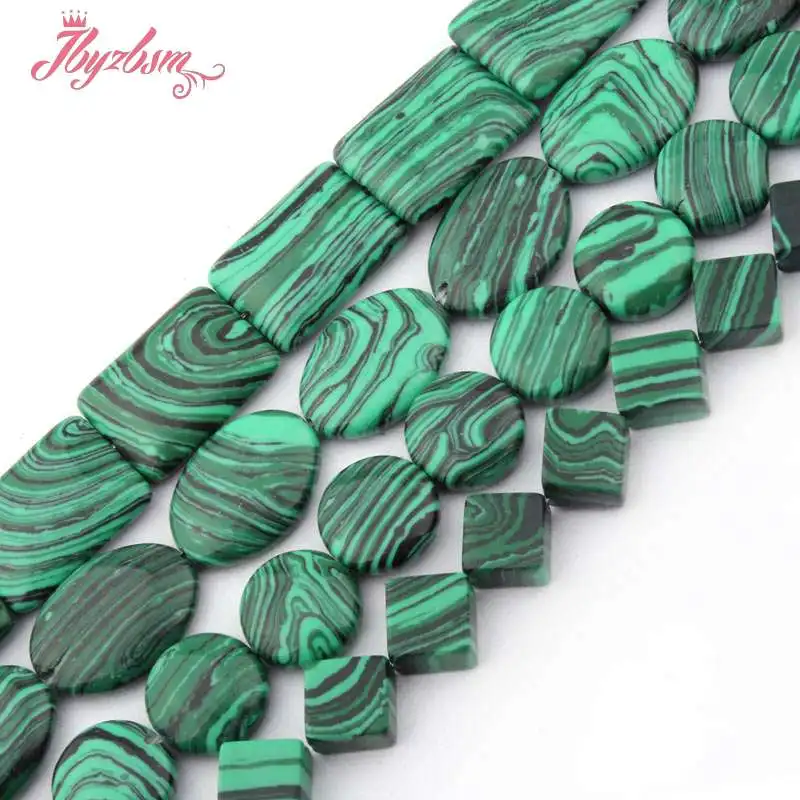 

8,12,13x18mm Mixed Shape Beads Manmade Green Malachite Stone Beads For DIY Necklace Bracelet Jewelry Making 15" Free Shipping