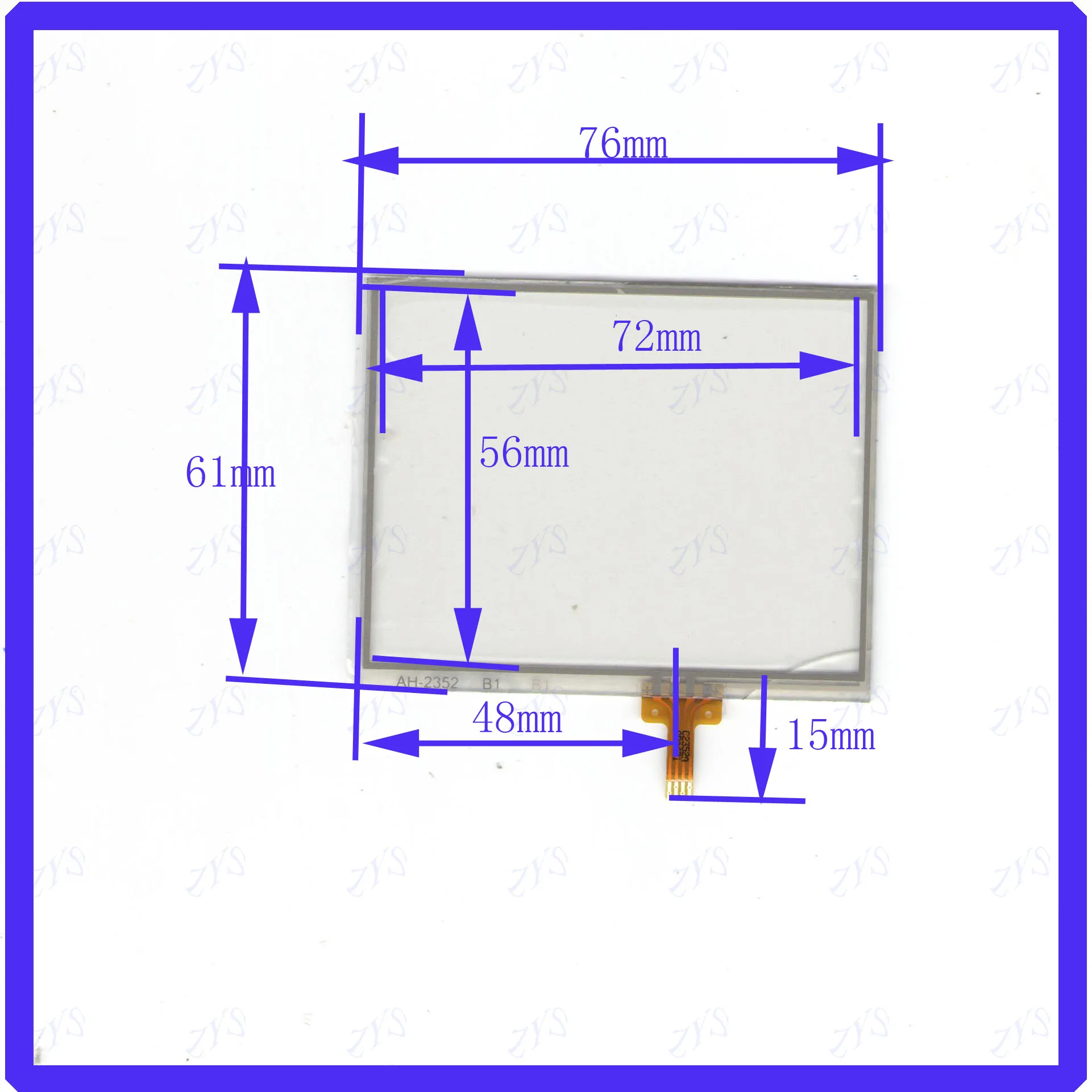 ZhiYuSun AH2352 76*61 4 wire  TOUCH SCREEN  AH-2352 for gps glass   touch panel this is compatible