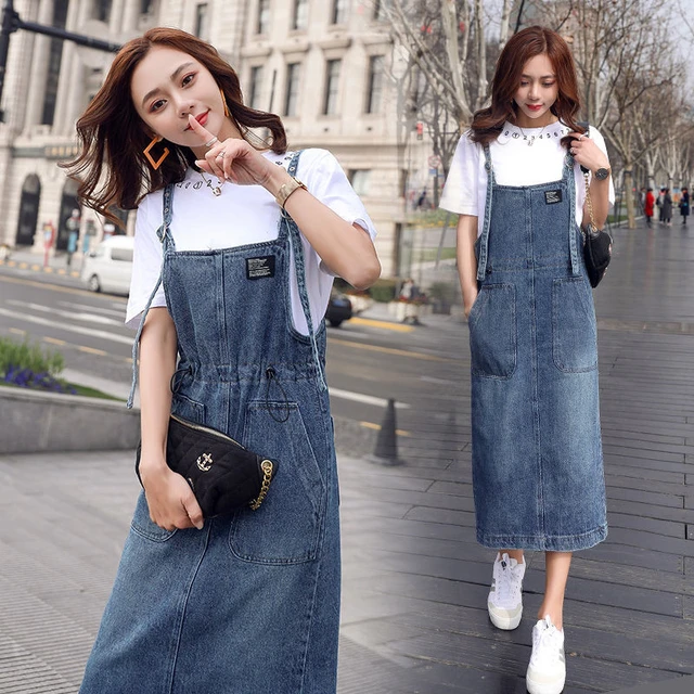 Denim Overall Dress Knee Length Denim Overalls Women Dresses 2023 Summer Women Aliexpress