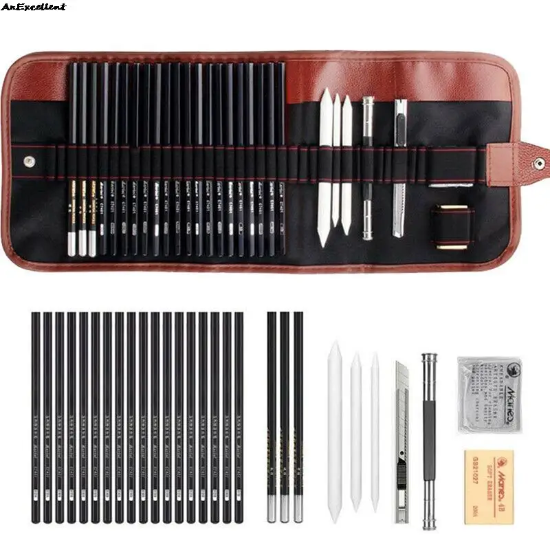 

For Artist Beginner Student Sketch Stationery Supplies 29pcs Drawing Sketch Set Charcoal Pencil Eraser Art Craft Painting Kits