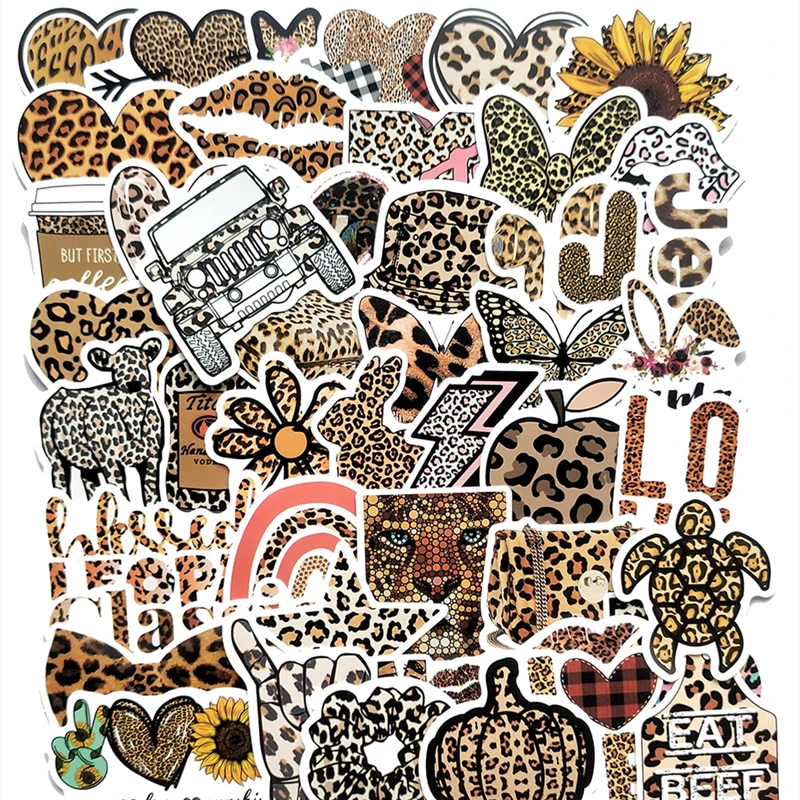 10/30/50 Pcs Fashion Sexy Leopard Print Animal Sticker Irregular Mobile Phone Computer Luggage Motorcycle Helmet Water Cup Paste