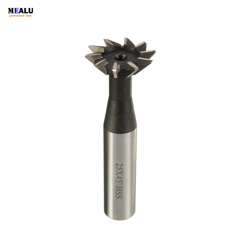 

1Pcs 25mm 45 Degree HSS Straight shank HSS Dovetail Milling Cutter End Mill Smooth Cutting High Speed Steel