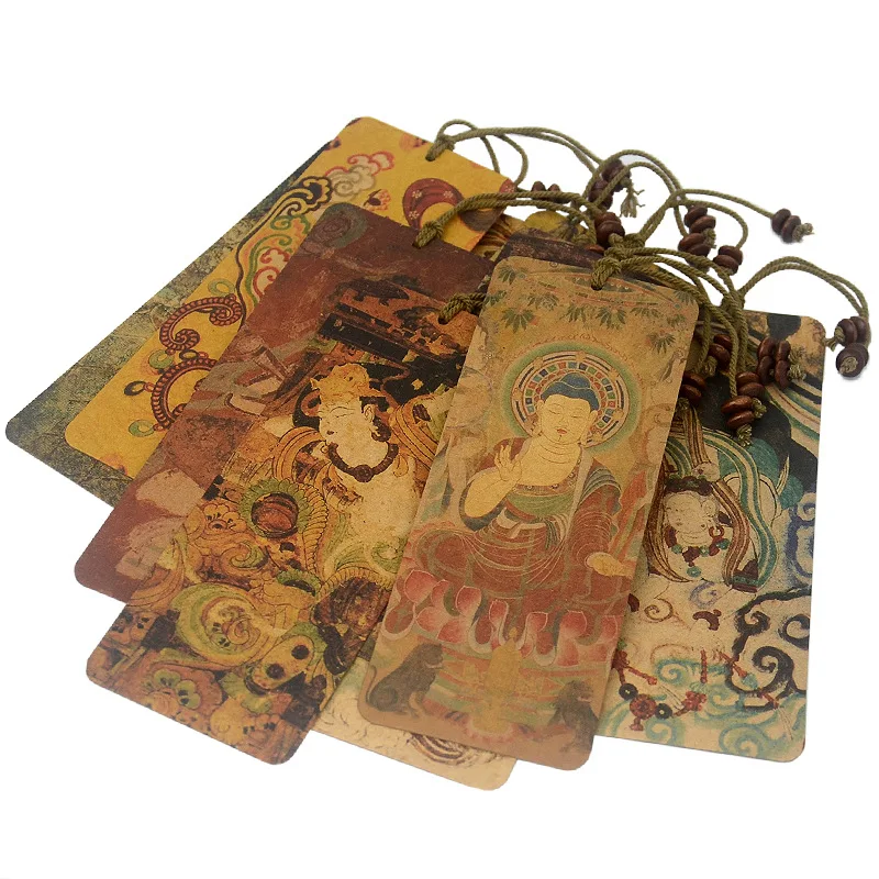 10 Pcs/Set Creative Dunhuang Mogao Grottoes Murals Bookmarks Cardboard Book Holder Message Card Gift Stationery