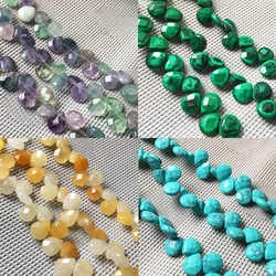 Natural Stone Loose Beads Drop Shape Crystal Agates Tiger Eye Faceted Beads for Jewelry Making DIY Bracelet Necklace Accessories