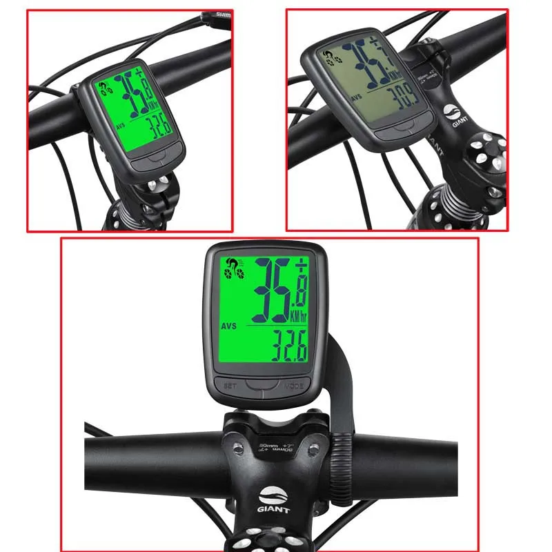 Computer per biciclette wireless, tachimetro per bicicletta impermeabile, grande schermo, contachilometri digitali a LED, MTB, temperatura,