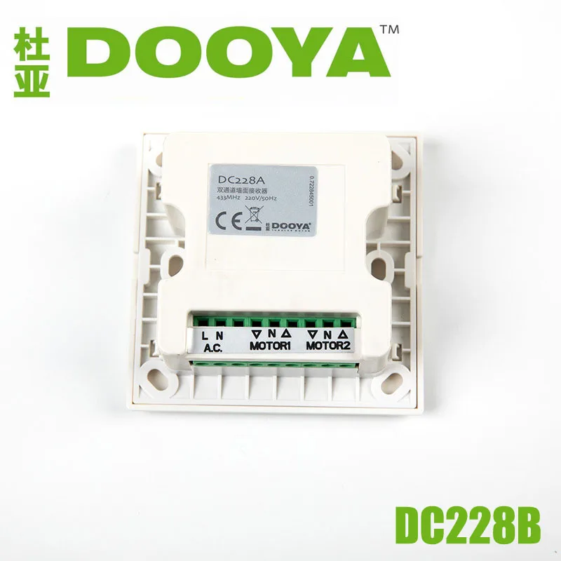 Dooya-Single Channel Wall Receiver Switch, DC227A, RF433, DC228A, Dual Channel Switch for Dooya Curtain Motor, Tubular Blinds